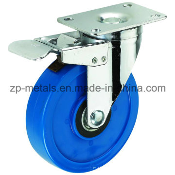 Rodízio azul Biaxial de tamanho médio do rodízio de 3inch PVC com freio